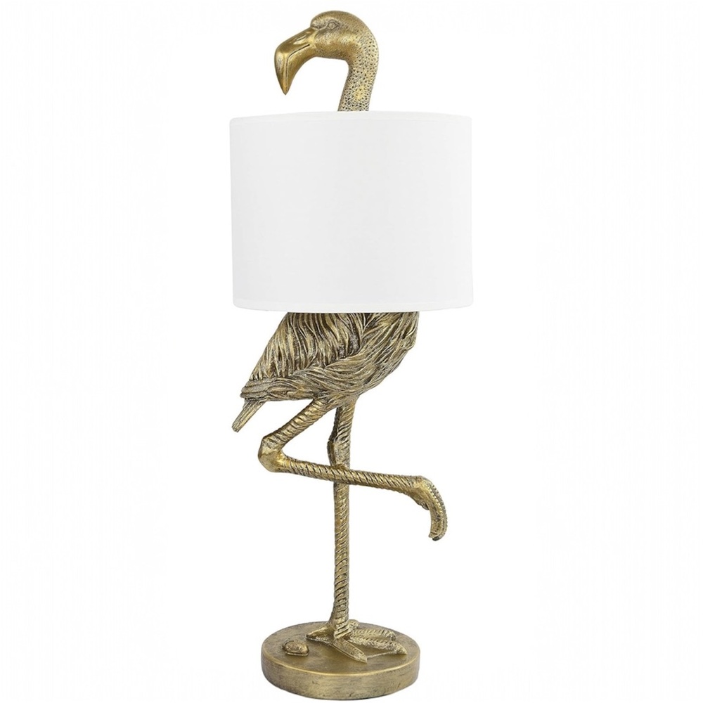 NEW Anthropologie Large Gold Boho Flamingo Table Lamp Lighting Art Deco Set 32" - Picture 4 of 9